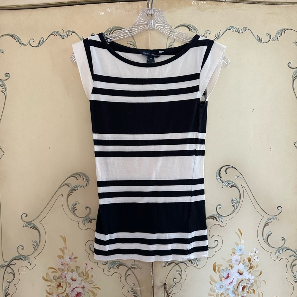 French Connection Black & White Stripe Tank